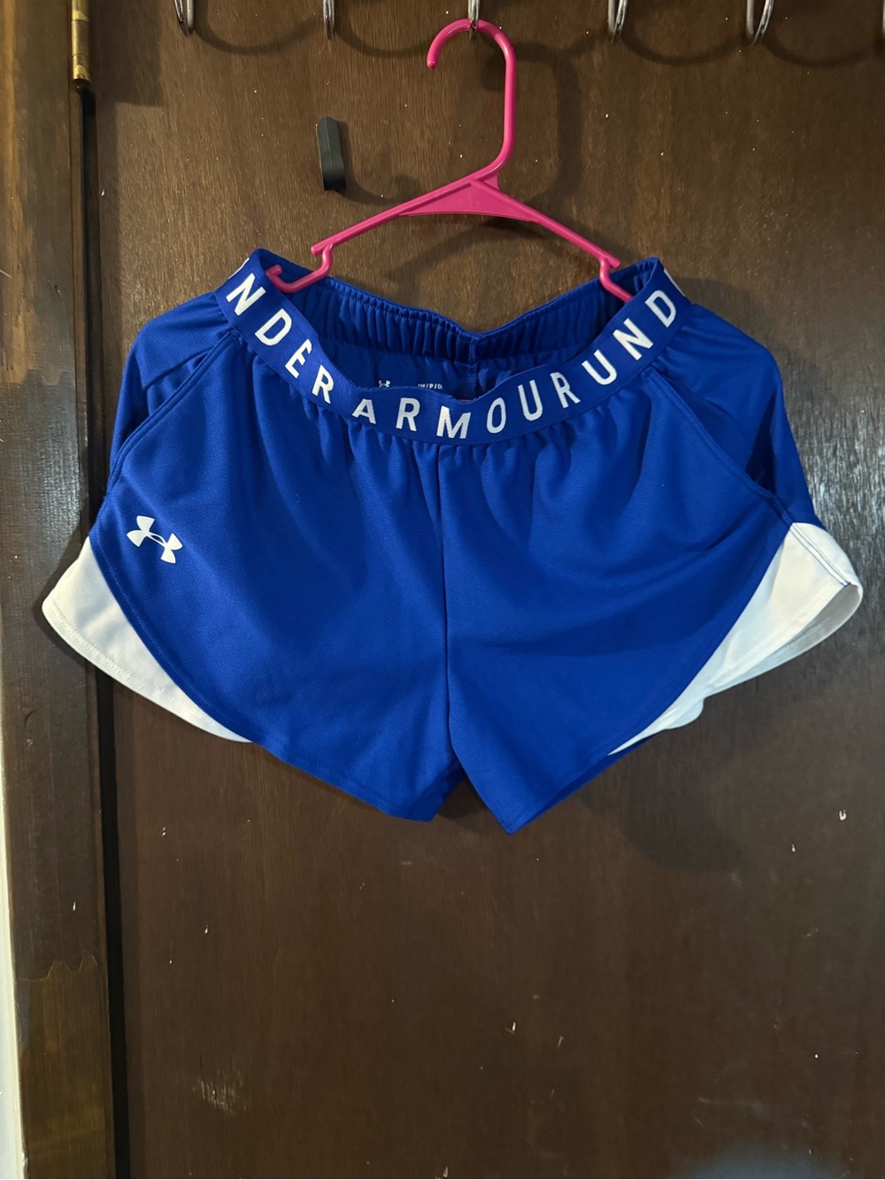 Under Armour Royal Blue Women's Athletic Shorts with White Trim